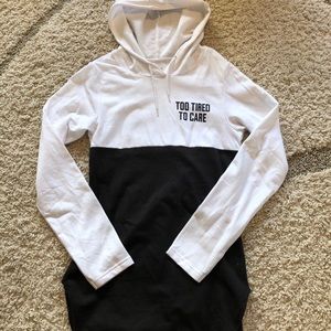 “Too tired to care” hooded sweatshirt